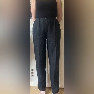 Giorgio Armani Black High-Waist Linen Trousers